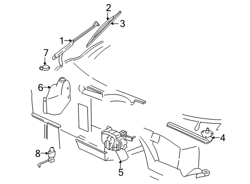 1999 Chevy Corvette Wiper & Washer Components Diagram