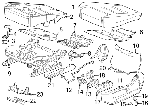 2024 GMC Sierra 2500 HD Knob Assembly, D/Seat M/Func Cont *Galvano Silv Diagram for 84878415