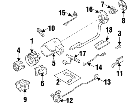 1991 Chevy Beretta Shroud, Switches & Levers Diagram 1 - Thumbnail