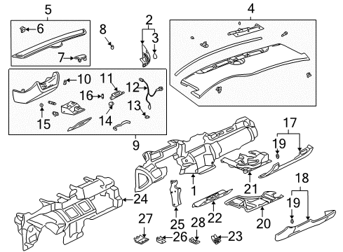 2003 Cadillac DeVille Retainer Assembly, Cigarette Lighter Housing *Graphite Diagram for 12450046