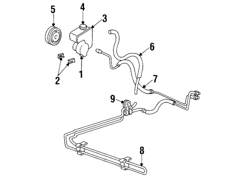 2003 Oldsmobile Silhouette P/S Pump & Hoses, Steering Gear & Linkage Diagram 3 - Thumbnail