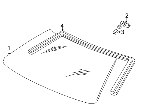 2005 Pontiac Grand Prix Windshield Glass, Reveal Moldings Diagram