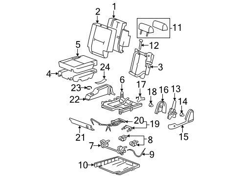 2008 Chevy Suburban 2500 Rear Seat Components Diagram 1 - Thumbnail