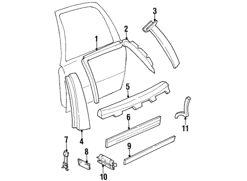 1997 Buick LeSabre Sealing Strip Assembly, Rear Side Door Window Outer Diagram for 25642366