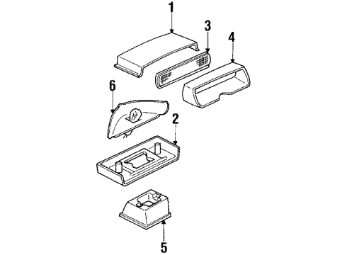 1988 Oldsmobile Cutlass Calais Lamp Assembly, High Mounted Stop *Medium Dkgray Diagram for 5974464