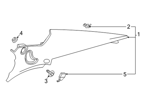 2021 Cadillac CT4 Panel Assembly, Qtr Upr Tr *Jet Black Diagram for 84718115