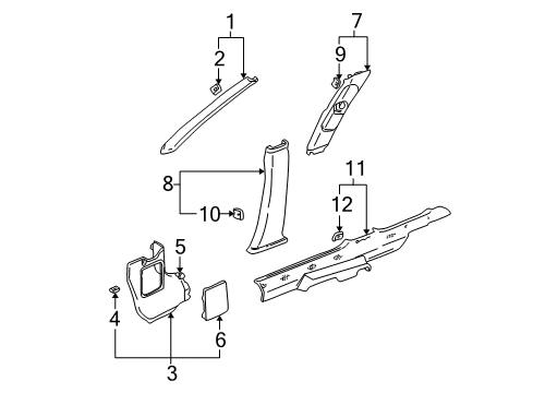 2000 Saturn LS2 Interior Trim - Pillars, Rocker & Floor Diagram