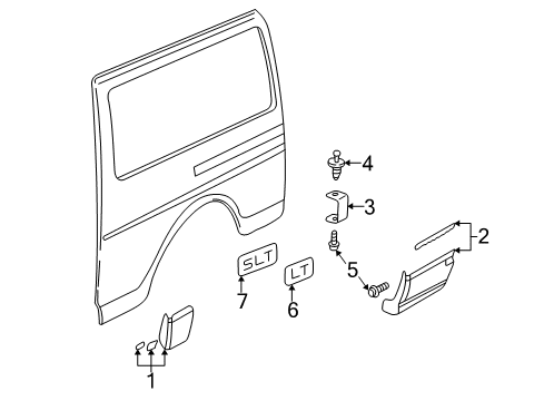 2001 Chevy Express 1500 Exterior Trim - Body Side Panel Diagram 3 - Thumbnail