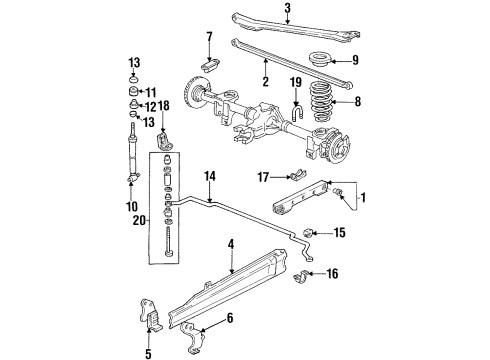 1994 Pontiac Firebird Rear Suspension Components, Stabilizer Bar & Components Diagram