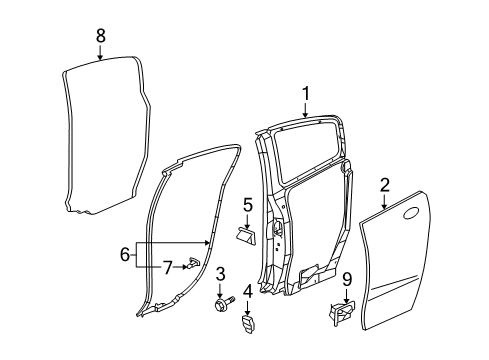 2007 Saturn Ion Weatherstrip Asm,Rear Side Door Diagram for 22734389