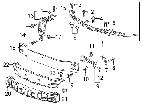 2024 Chevy Malibu Guide, Front Bumper Fascia Diagram for 23424577