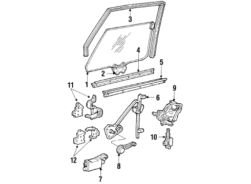 1988 Oldsmobile Custom Cruiser Rear Door - Glass & Hardware Diagram