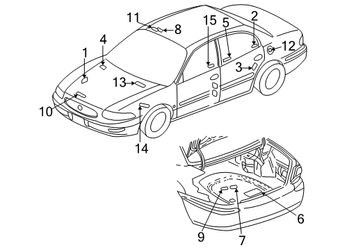 2001 Buick LeSabre Label,Multiuse Relay Identify Diagram for 15328814