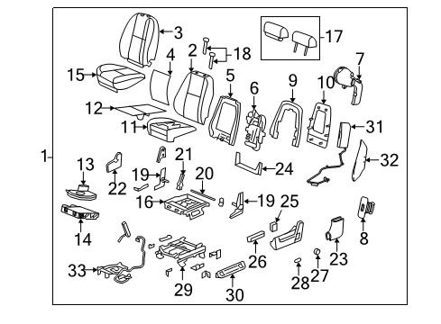 2014 GMC Sierra 3500 HD Front Seat Components Diagram 1 - Thumbnail