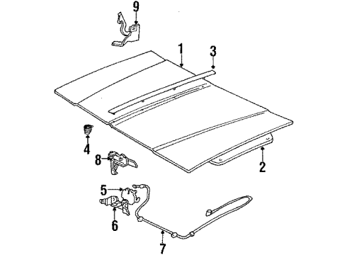 1984 Buick Skylark Hood & Components Diagram