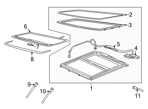 2003 Cadillac Seville Sunroof, Body Diagram