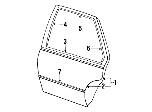 1993 Pontiac Sunbird Molding,Rear Side Door Center Diagram for 22585024