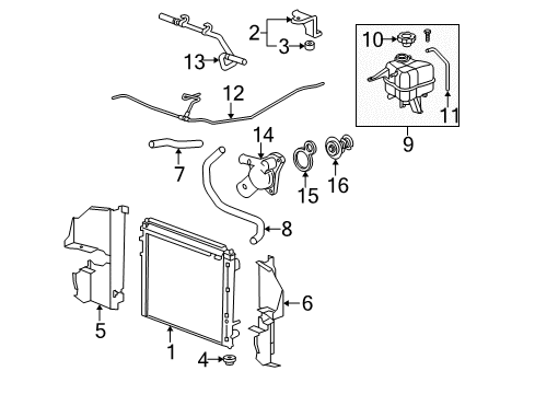 2004 Cadillac SRX Radiator & Components Diagram 3 - Thumbnail