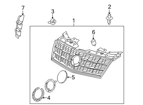 2010 Cadillac STS Emblem, Radiator Grille Diagram for 25786165