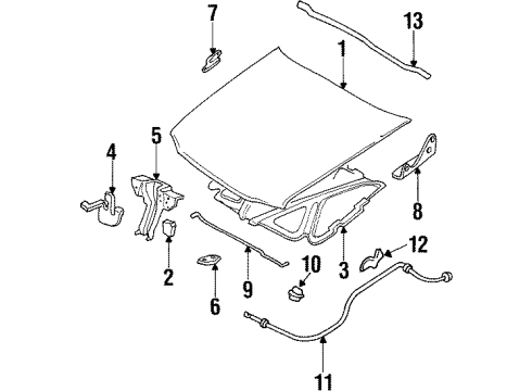 1997 Oldsmobile Cutlass Hood & Components Diagram