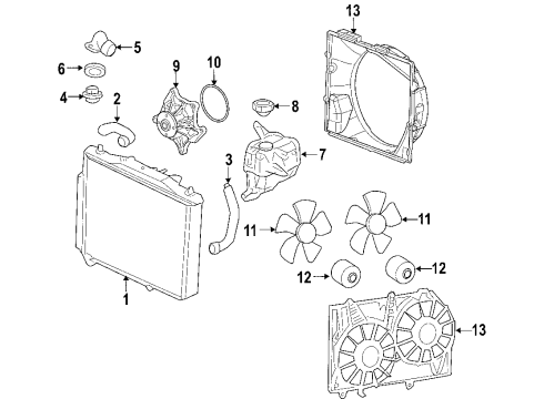 2009 Cadillac STS Shroud,Engine Coolant Fan Diagram for 19130179