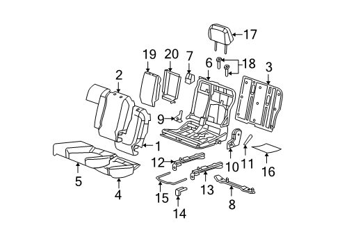 2006 Chevy Malibu Cover, Rear Seat Back Cushion Center Pivot Support *Titanium Diagram for 15780196