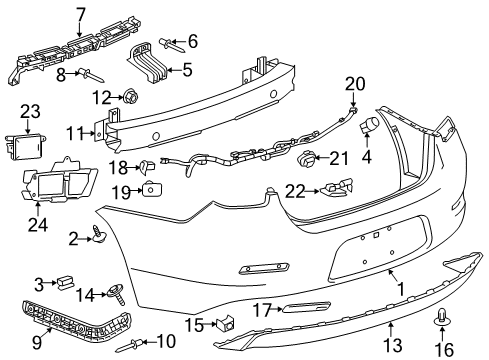 2016 Chevy Malibu Limited Reflector Assembly, Rear Bumper Fascia Diagram for 20998413