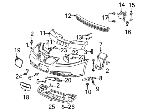 2004 Pontiac Bonneville Grille, Radiator Inner Diagram for 25671584