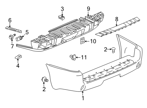 2004 GMC Envoy XUV Bracket, Rear Bumper Fascia Side Diagram for 15125593