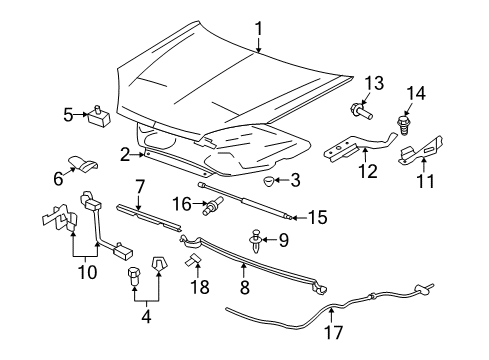 2008 Saturn Aura Insulator Assembly, Hood Diagram for 15878139