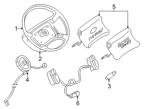 2003 Chevy S10 SHROUD, Steering Wheel Diagram for 16821444