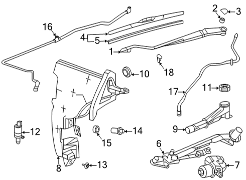 2020 Cadillac CT5 Wiper & Washer Components Diagram