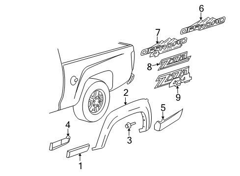 2008 Chevy Colorado Exterior Trim - Pick Up Box Diagram 2 - Thumbnail