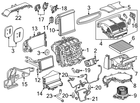 2018 Chevy Malibu A/C Evaporator & Heater Components Diagram