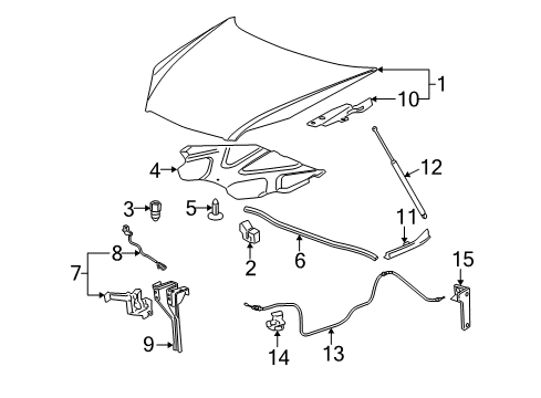 2007 Chevy Monte Carlo Hood & Components Diagram