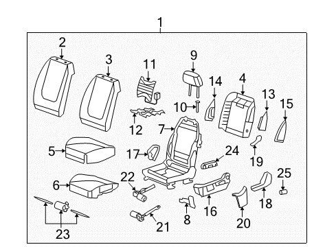 2009 Saturn Aura Knob Assembly, Driver Seat Lumbar Support Actuator Sab*Medium Duty Titanium Diagram for 15295877