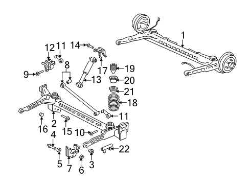 2001 Pontiac Aztek Rear Suspension, Control Arm Diagram 1 - Thumbnail