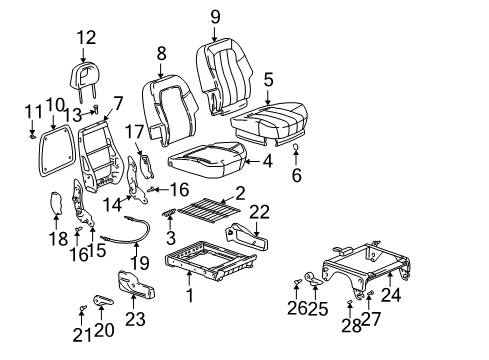 2001 Pontiac Aztek Pad Asm,Driver Seat Cushion Diagram for 88894897