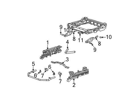 2000 Chevy Monte Carlo Bracket,Driver Seat Cushion Frame Front Diagram for 12458284