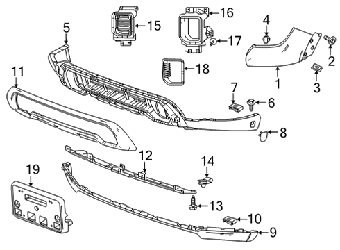 2021 GMC Sierra 3500 HD Exterior Trim - Front Bumper Diagram