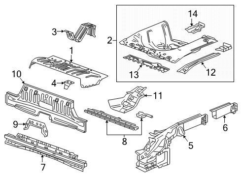 2020 Chevy Spark Rear Body - Floor & Rails Diagram