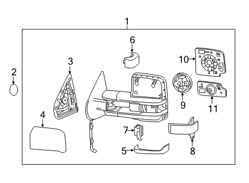 2018 GMC Sierra 2500 HD Cover, Outside Rear View Mirror Housing Lower *Microphone Black Diagram for 23444126