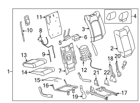 2010 Saturn Outlook Seat Assembly, Rear #2 (Rh Proc) *Ebony Diagram for 25908577