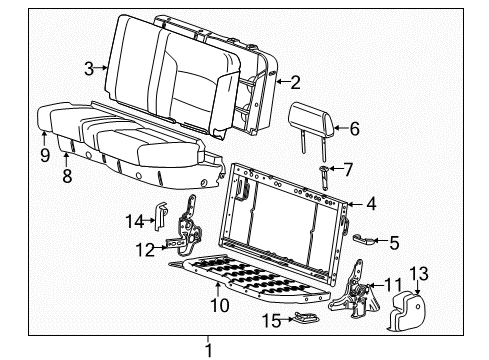 2017 GMC Sierra 1500 Rear Seat Components Diagram 5 - Thumbnail