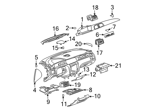 2006 Buick LaCrosse Grille, Side Window Defogger Outlet *Gray Y Diagram for 15842621