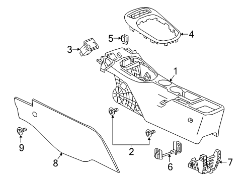 2016 Chevy Cruze Console Assembly, Front Floor *Black Diagram for 84139042