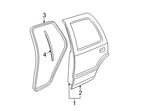 2001 GMC Yukon Rear Door, Body Diagram