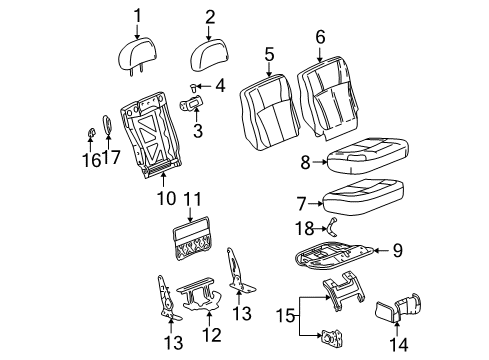 2005 Chevy Trailblazer Bezel,Rear Seat Back Cushion Latch Release Handle *Gray Diagram for 89043418