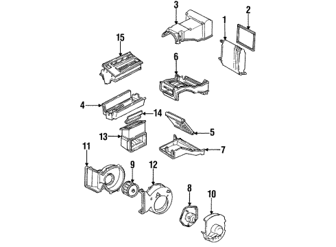 1991 Chevy C3500 A/C Evaporator & Heater Components Diagram