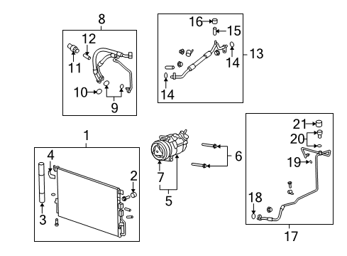 2012 Chevy Equinox A/C Condenser, Compressor & Lines Diagram